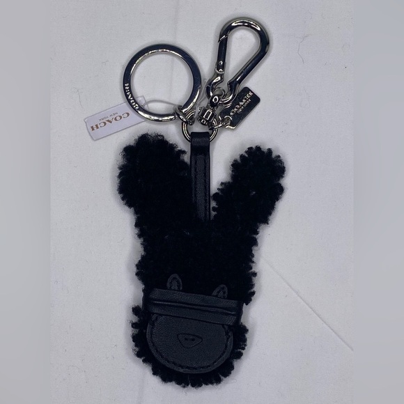 COACH x Baseman Emmanuel Hare Ray Shearling Leather Key Ring / Bag Charm - Picture 1 of 5